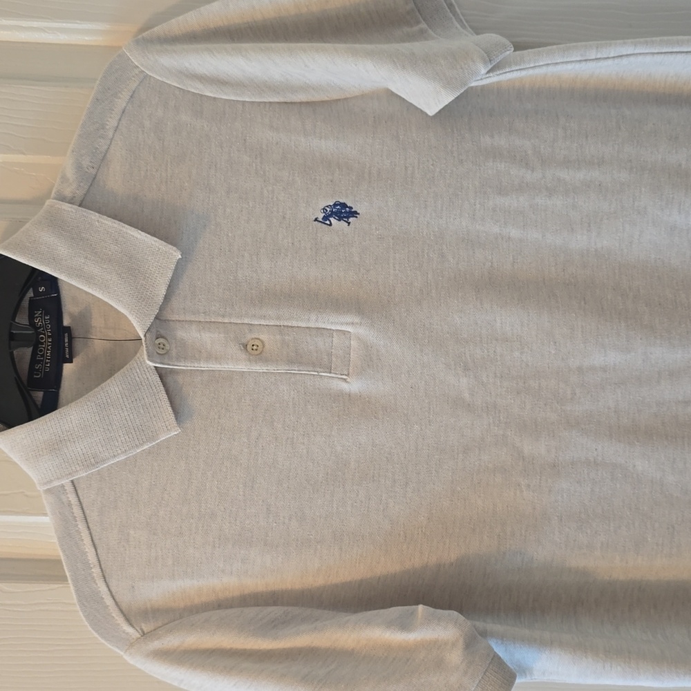 U.S. POLO ASSN. BRAND MEN'S ECRU WHITE SHORT SLEEVES POLO SIZE SMALL